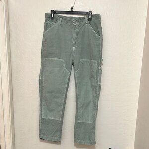 NSF Hodges Cotton Cargo Carpenter Distressed Button Closure Green Utility Pants